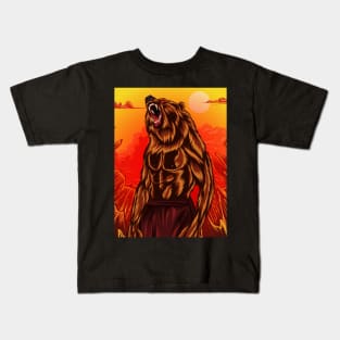 GRIZZLY BEAR ILLUSTRATION Kids T-Shirt